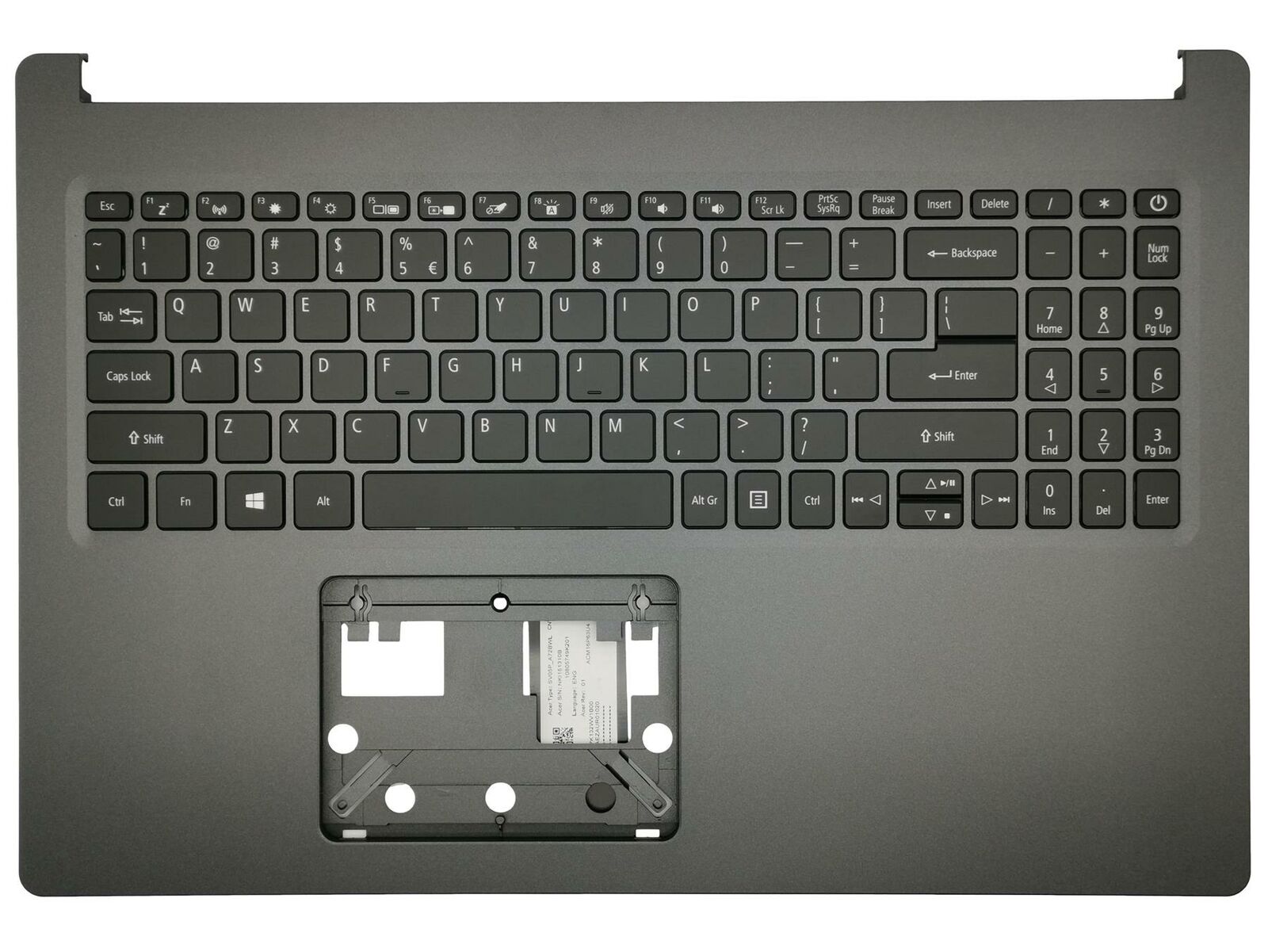 Acer Aspire A515-55 {A515-55G} Palmrest Cover Keyboard Black Backlit