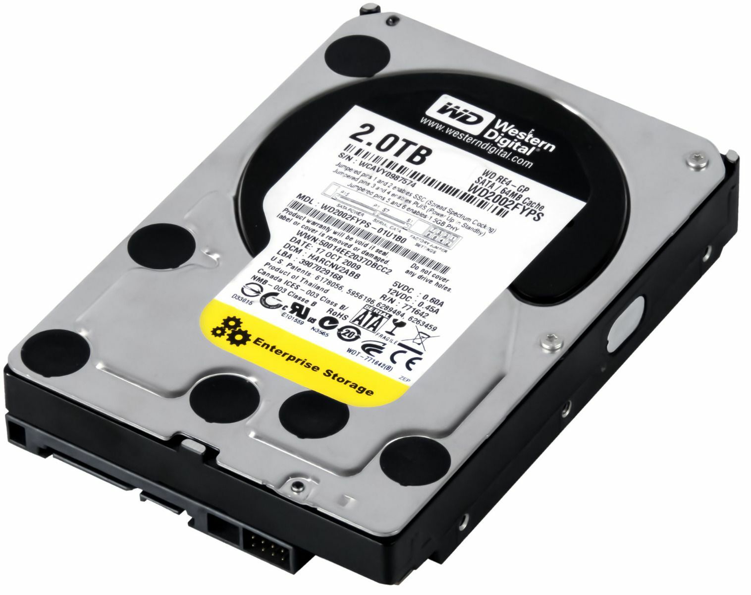 HARD DRIVE WD RE4-GP WD2002FYPS 2TB 7.2K 64MB SATA II 3.5''