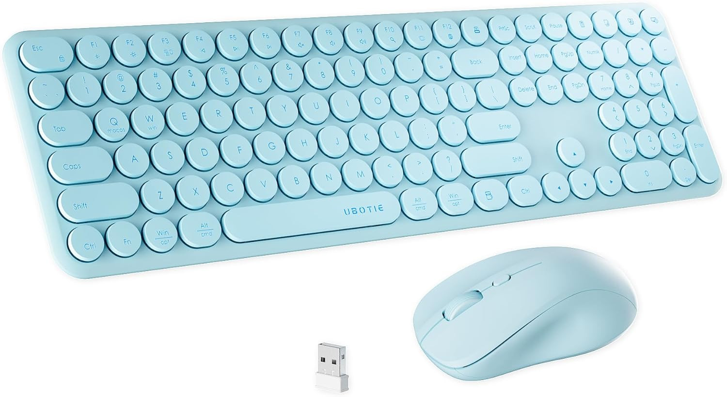 X UBOTIE Wireless Keyboard and Mouse Combo with 110 round Keycaps, Power Switch,