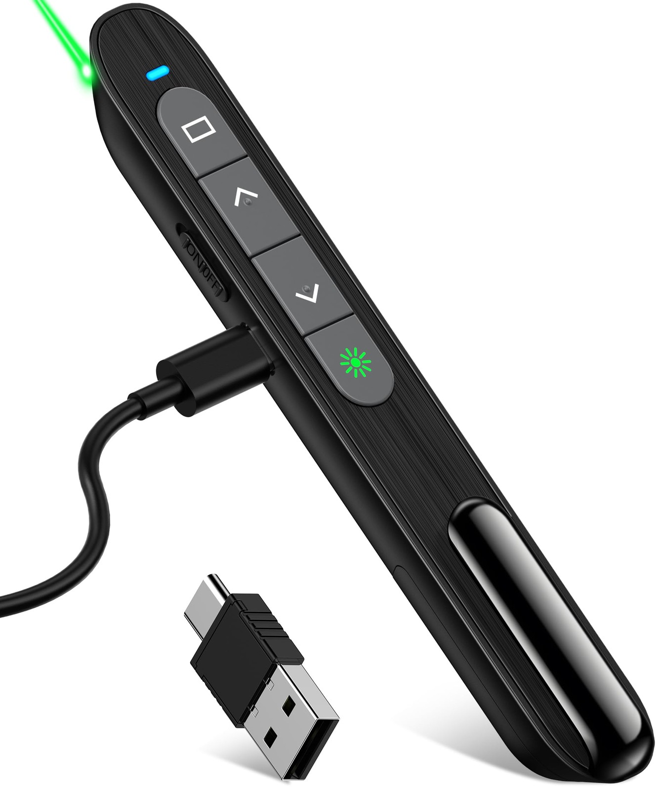 USB C Rechargeable Presentation Clicker with Green Light, Remote Clicker for Pre