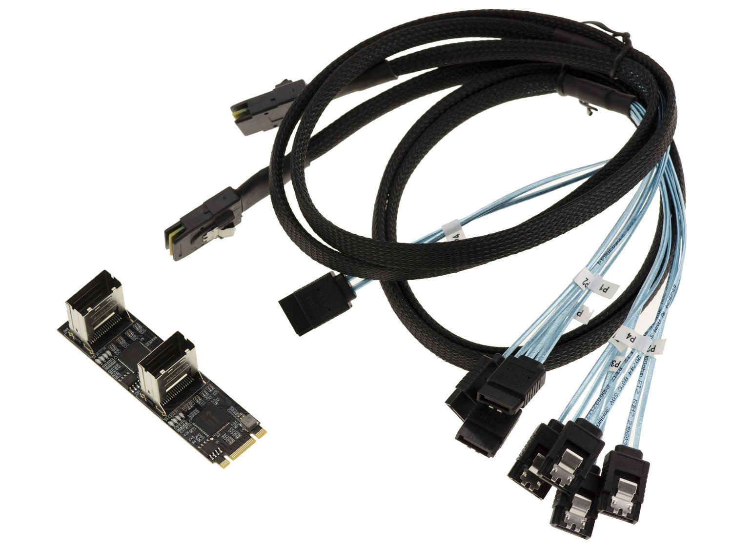KALEA-INFORMATIQUE M.2 8 Port SATA 3.0 6Gbps PCIe 3.0 Key M/B+M/C Adapter