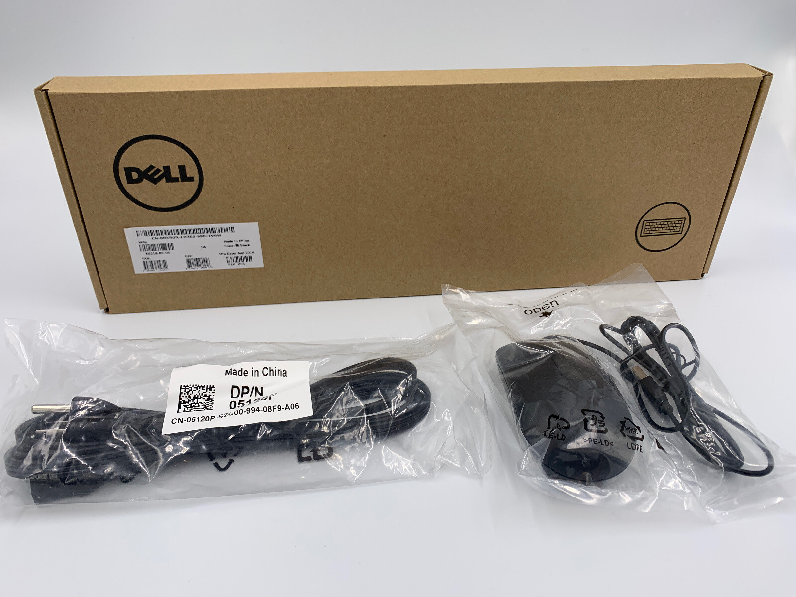 Dell KB216-BK-US Wired KB, Dell CN-049PR0 Mouse, Dell CN-05120P Power Cord #T32