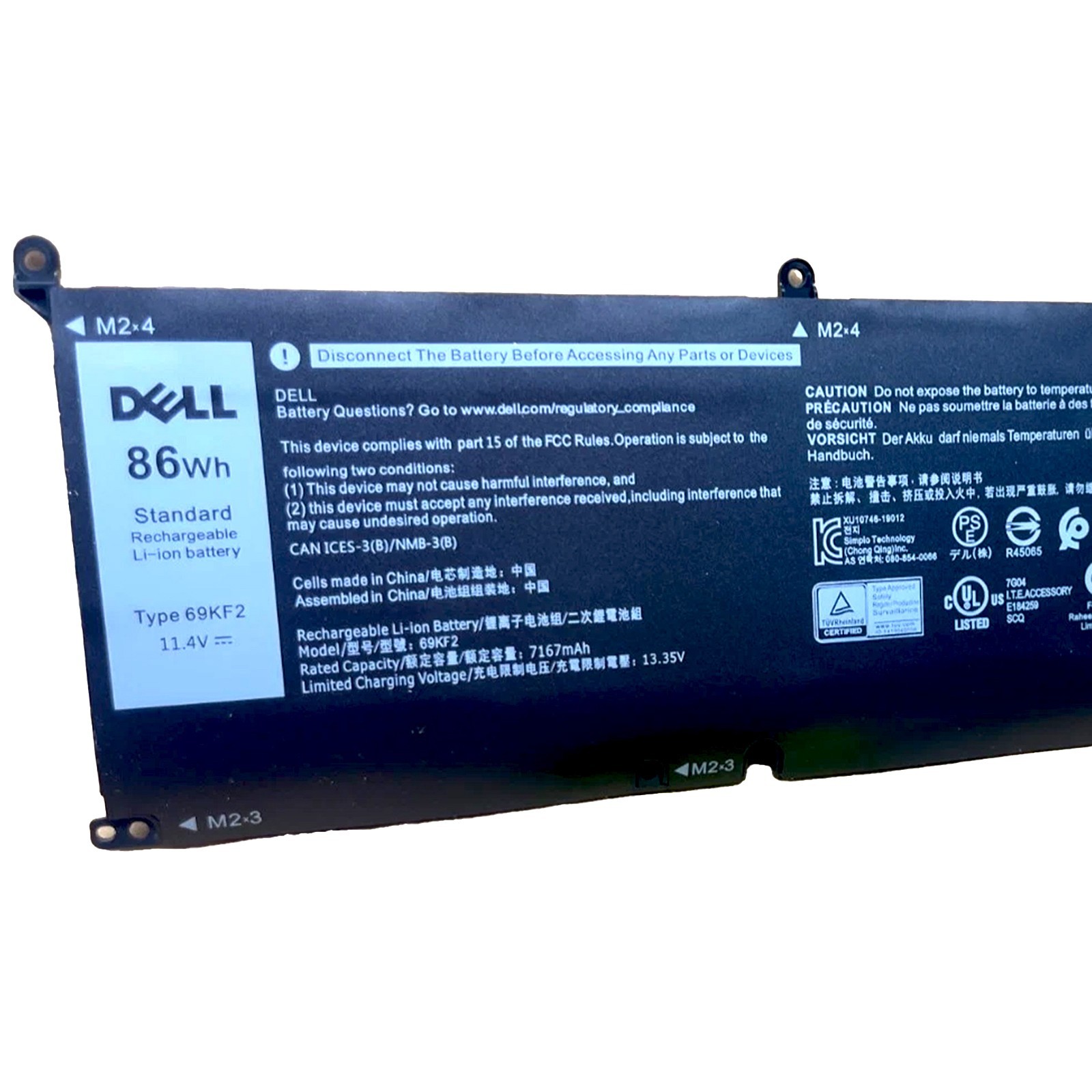 New OEM Genuine 86Wh 69KF2 Battery Dell XPS 15 9500 Precision 5550 M59JH M15 M17