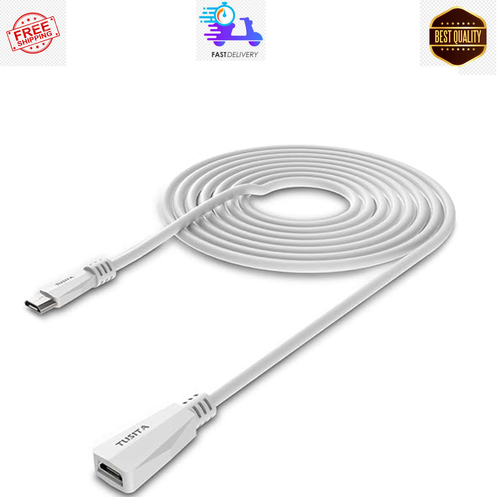 TUSITA Micro USB Power Extension Cable (20ft 6M) - Male to Female Extender Cord