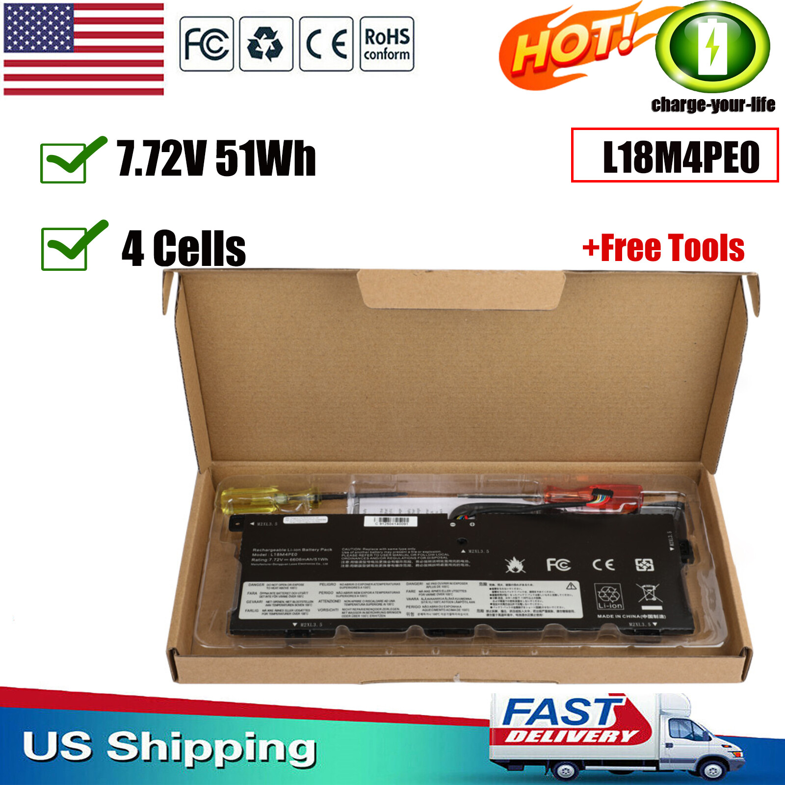 ✅L18M4PE0 L18L4PE0 Battery For Lenovo Yoga C740-14IML 5B10W67296 5B10U40209 51Wh