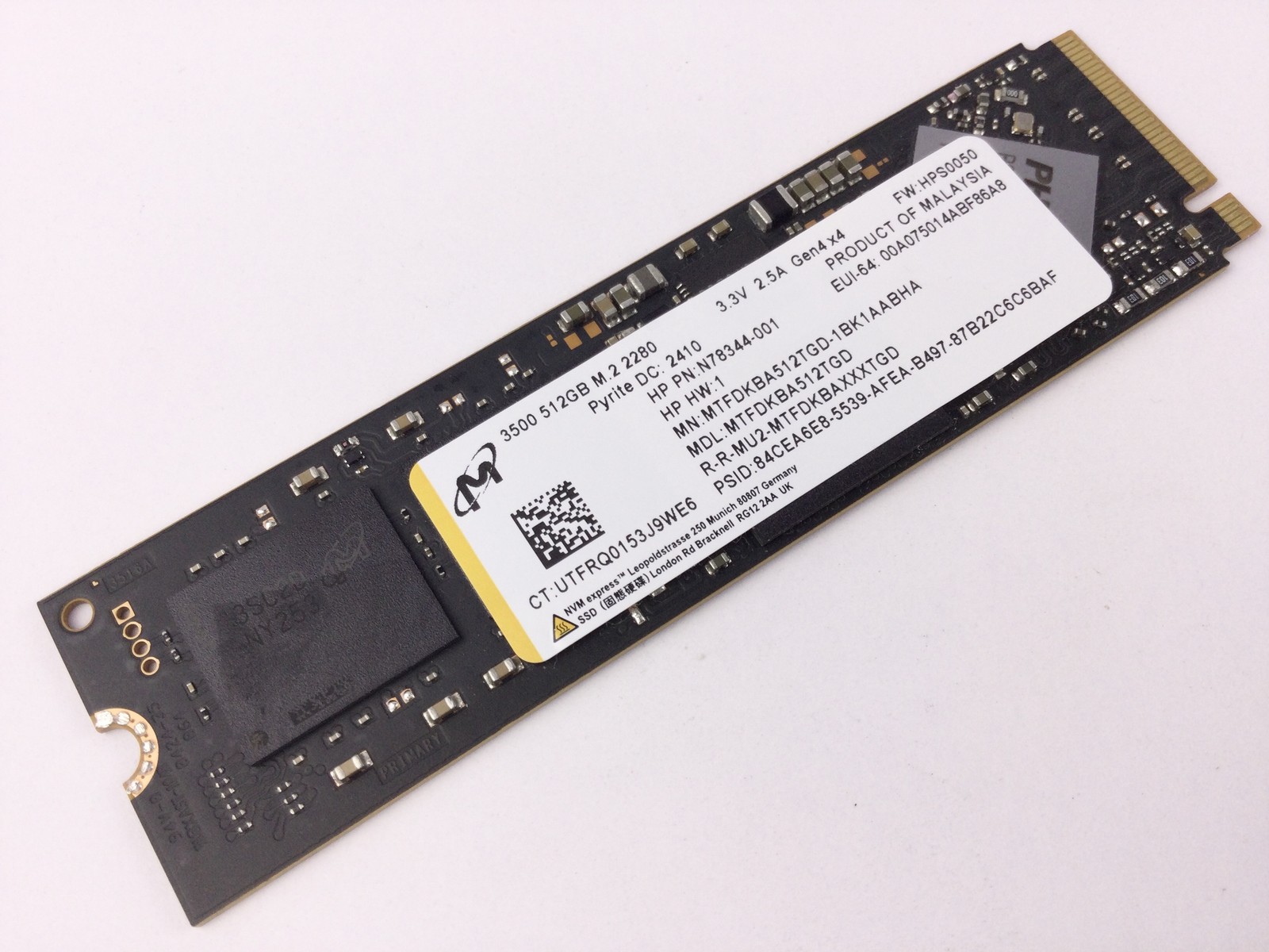 Micron 3500 SSD MTFDKBA512TGD 512GB Gen4x4 M.2 2280 Solid State Drive