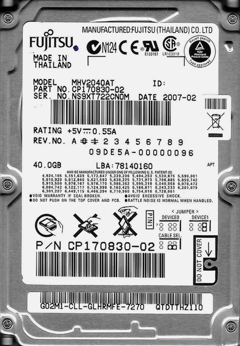 2.5-inch FUJITSU MHV2040AT 40GB ATA/IDE 4200rpm