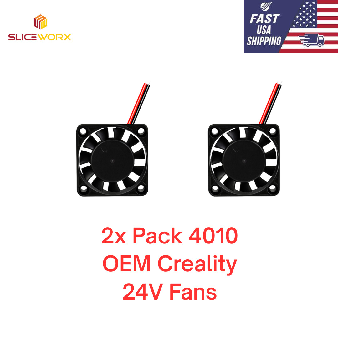 Creality OEM 4010 Extruder Hotend Fan (40×40×10 mm) – Pack of 2- Splice Needed
