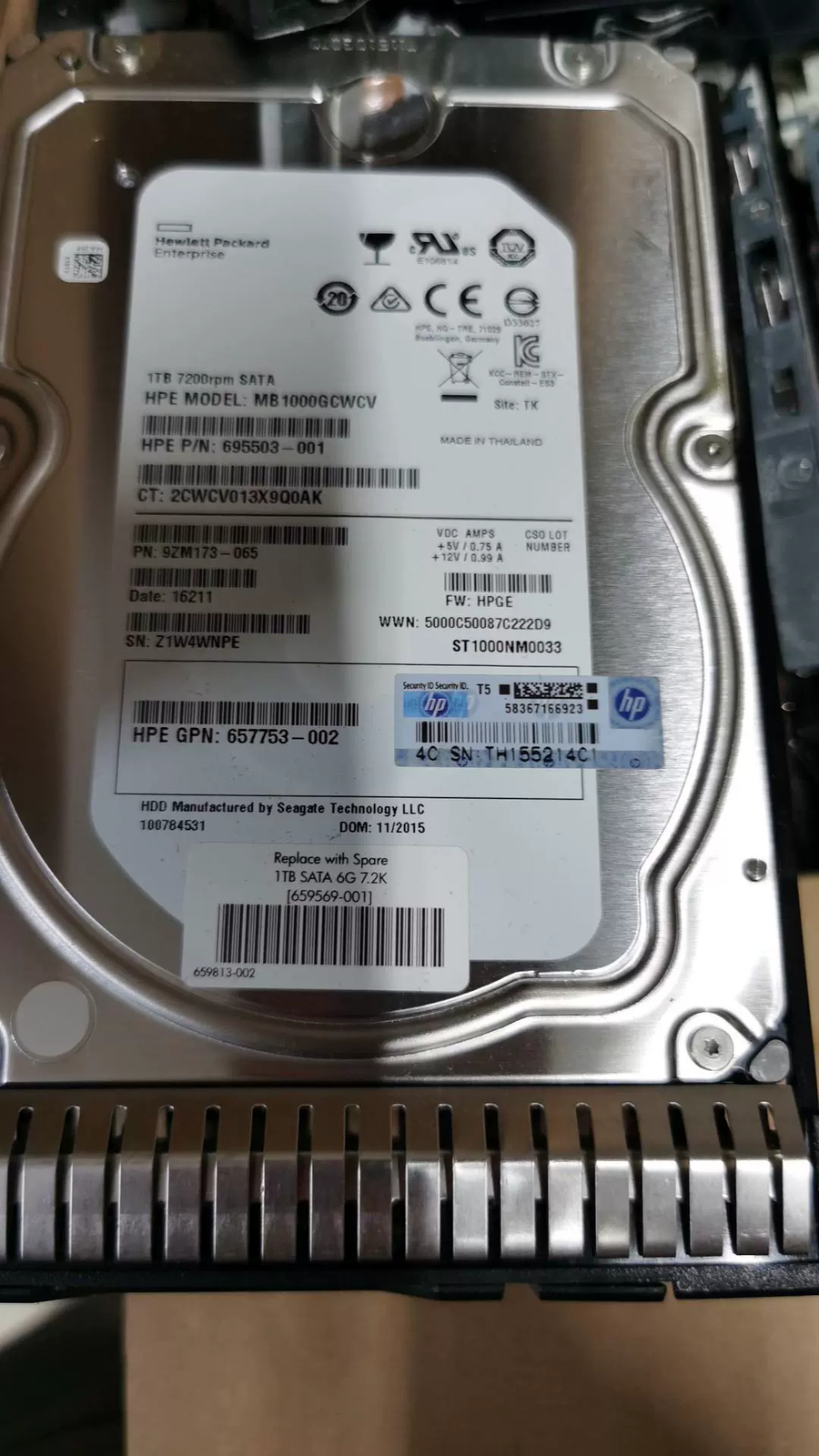 for HPE 659337-B21 659569-001 1TB 6G SATA 7.2K LFF 3.5" NHP HDD