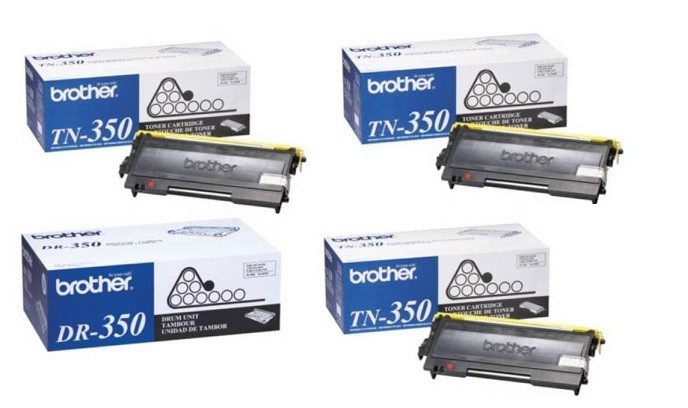 4 New Genuine Factory Sealed Brother TN-350 Toners and DR-350 Imaging Drum
