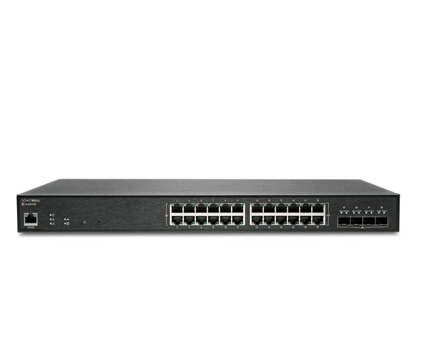 SonicWall SWS14-24FPOE 02-SSC-8376 1RK45-0E5 Managed Switch 24x 10/100/1000