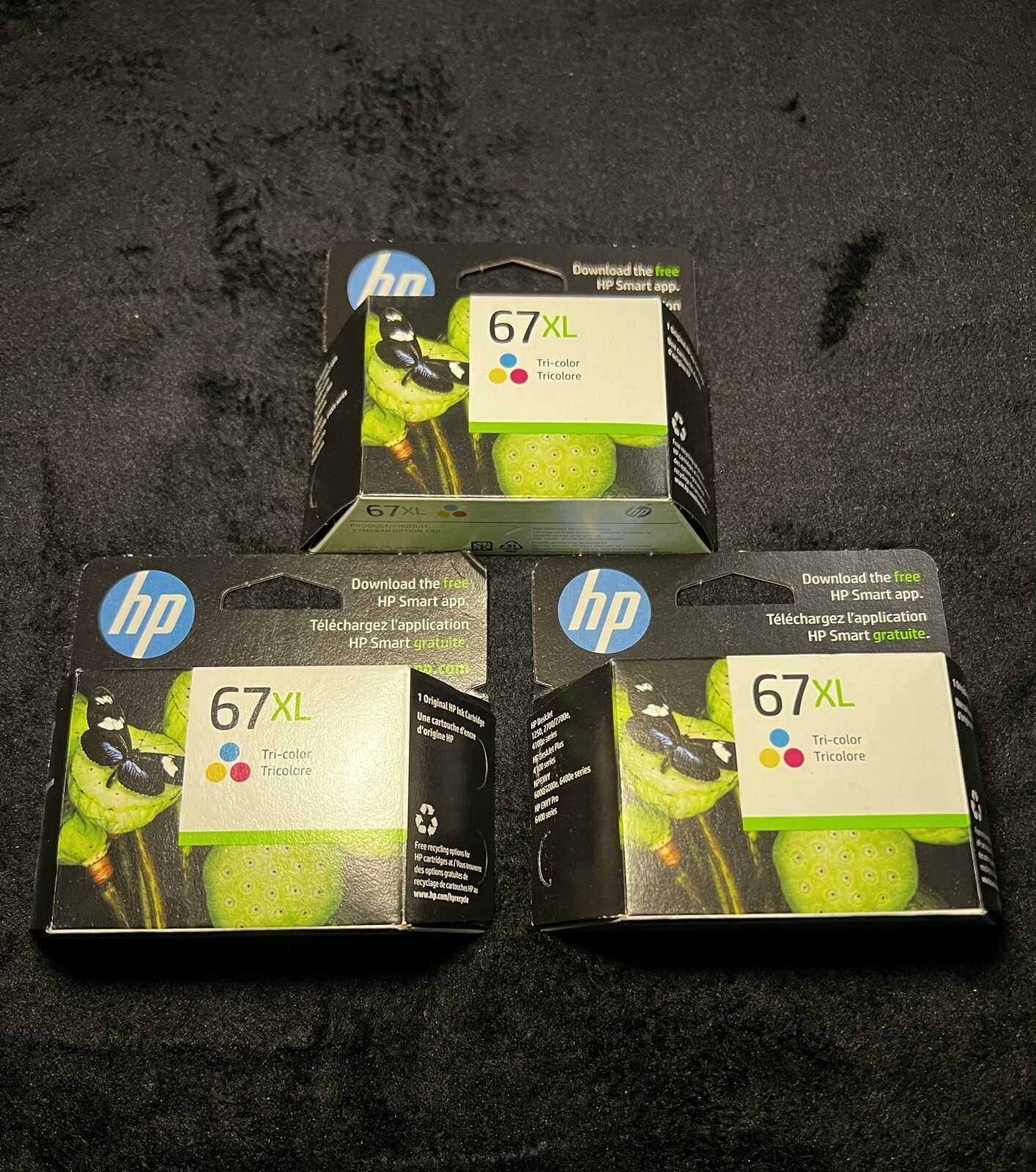 HP 67XL Ink Cartridges - Tri-color 3YM58AN Set Of 3, New Unopened Boxes.