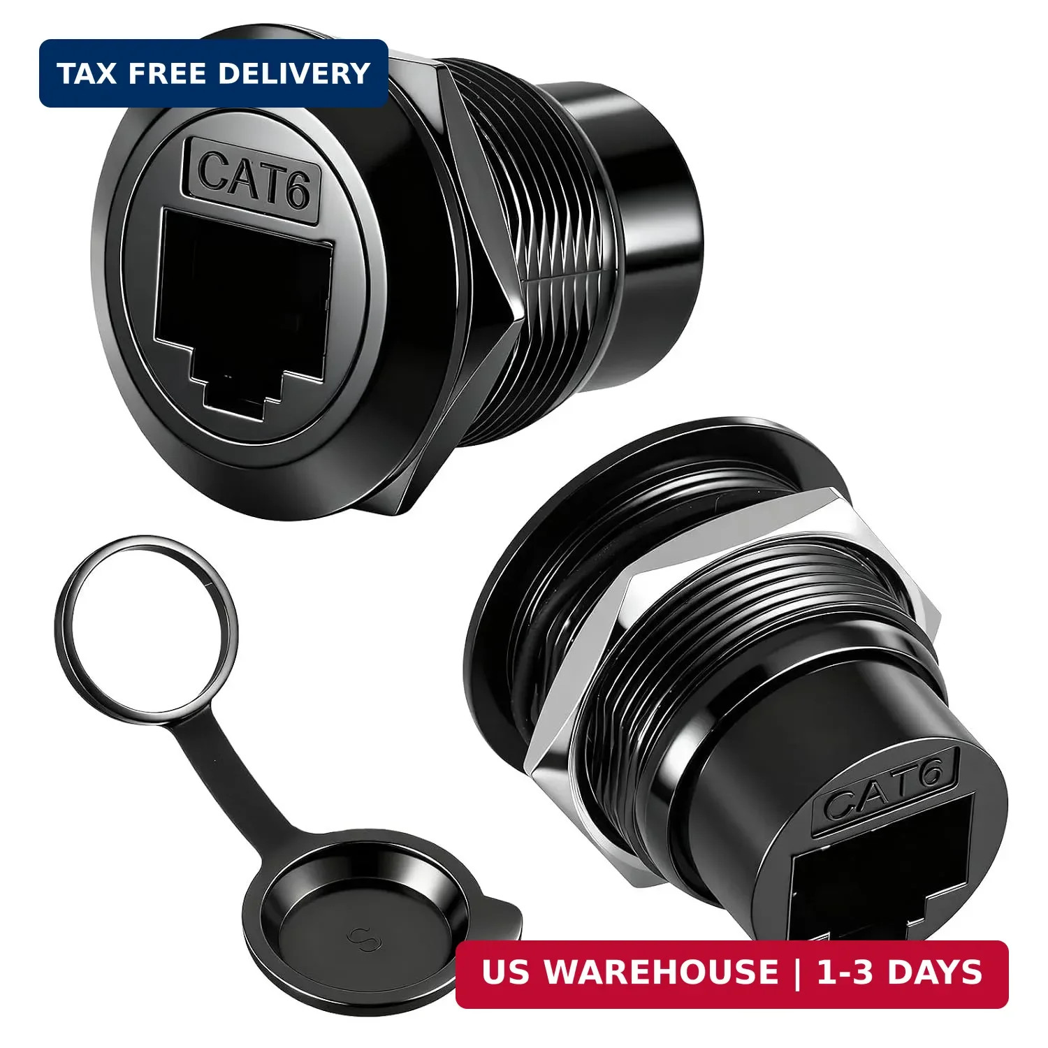 2 Pack RJ45 CAT6 Panel Mount Adapter Bulkhead Feed Thru Coupler with Waterproof