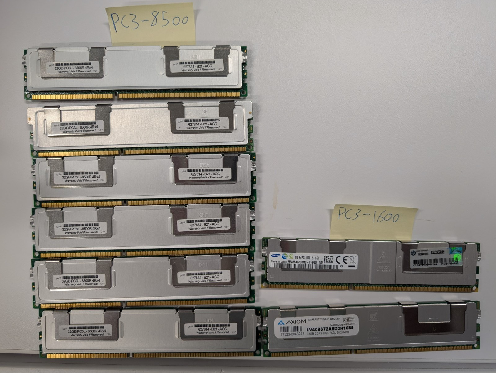 Lot of 256gb of DDR3-1066/DDR3-1333 PC3-8500/PC3-10600 ECC Memory (8 x 32GB)