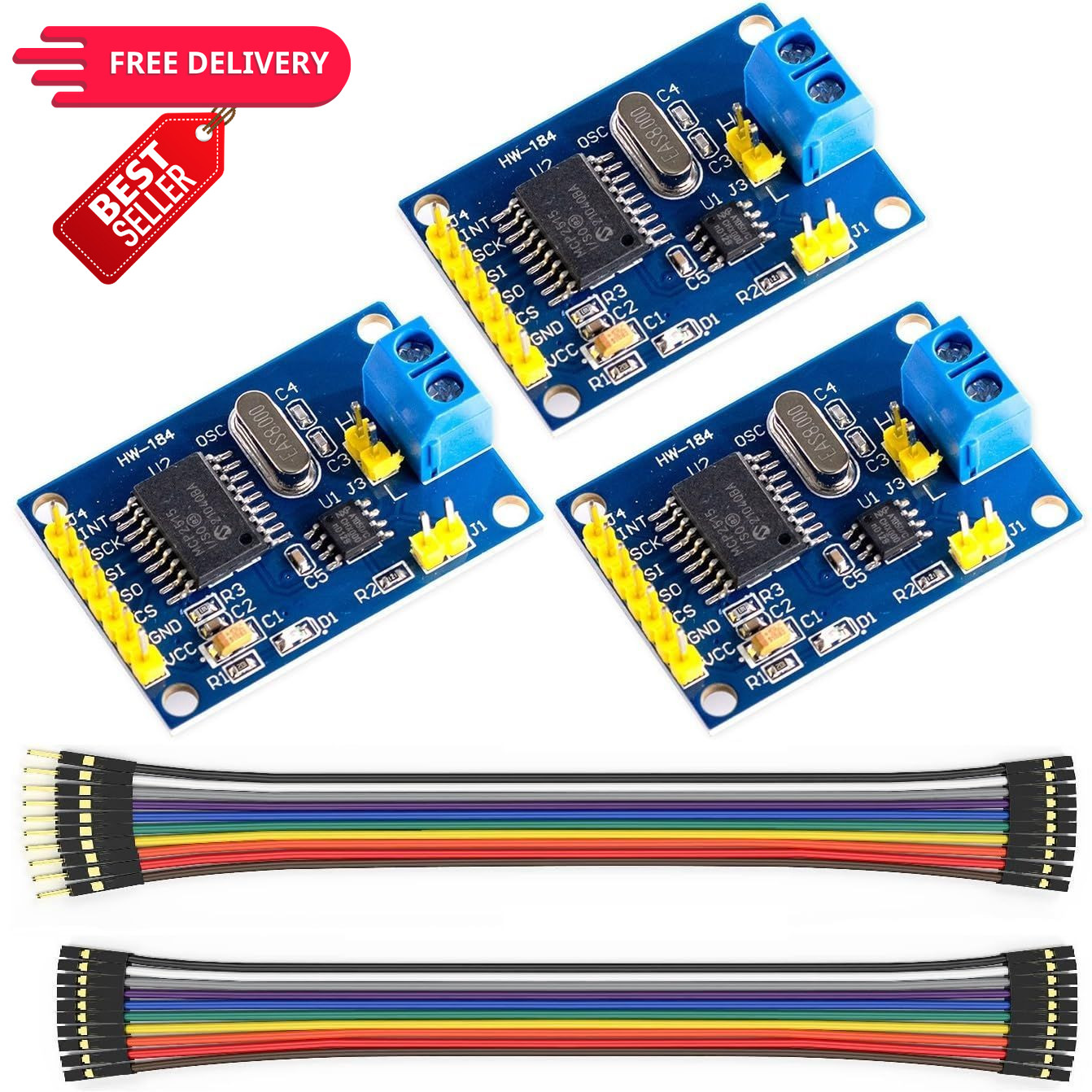WWZMDiB 3 Pcs MCP2515 TJA1050 CAN Bus Module SPI Interface Compatible Blue