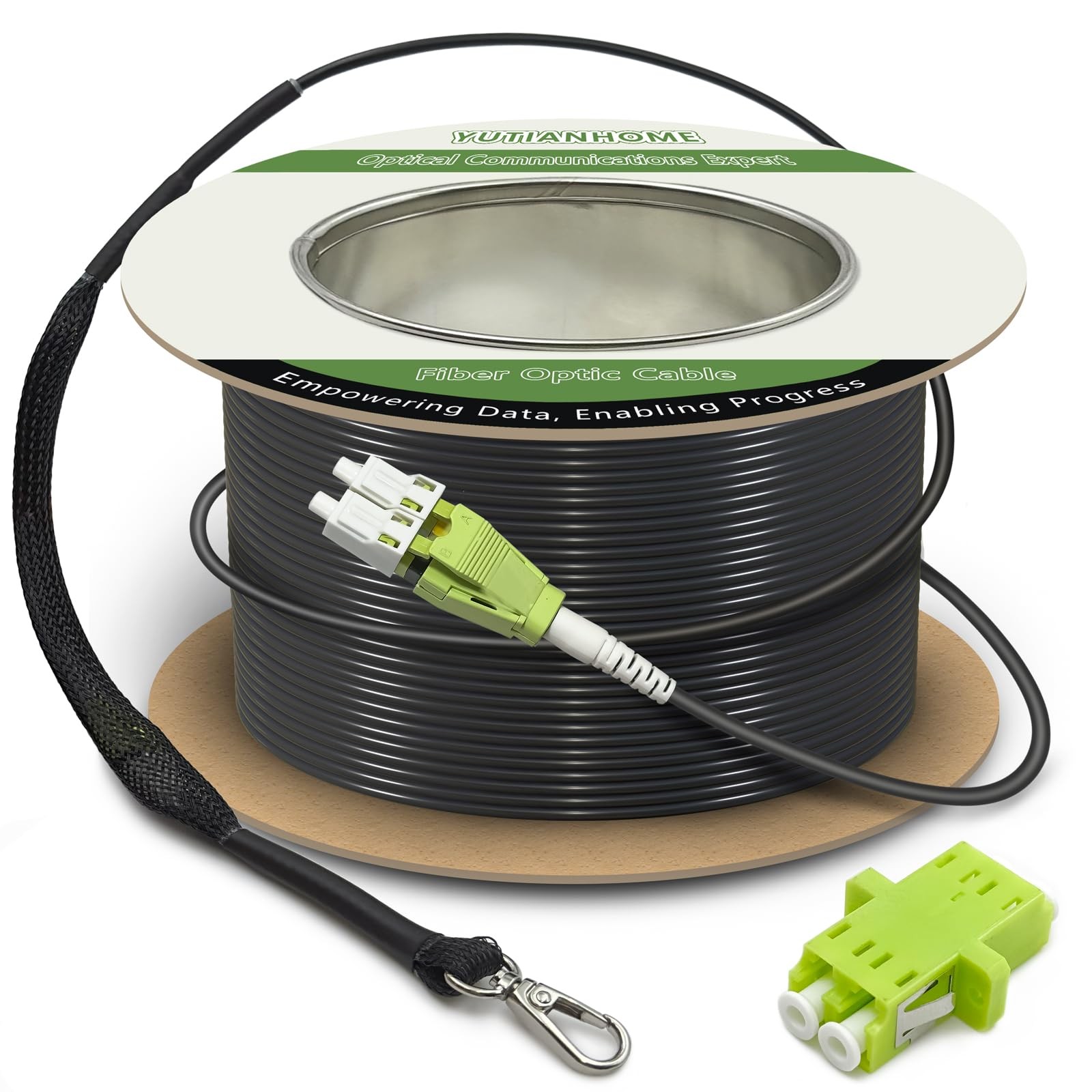50m/165ft OM5 Multimode Armored LC to LC Fiber Optic Patch Cord, Black