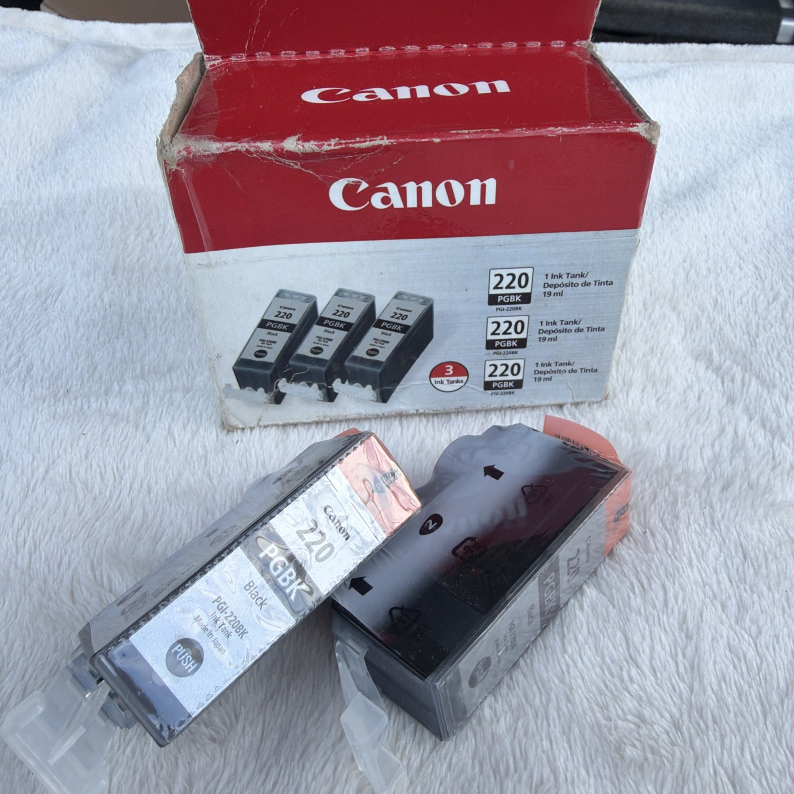 Canon PGI-220BK Black Ink Genuine OEM PGBK 2 Pack Printer Office Supplies