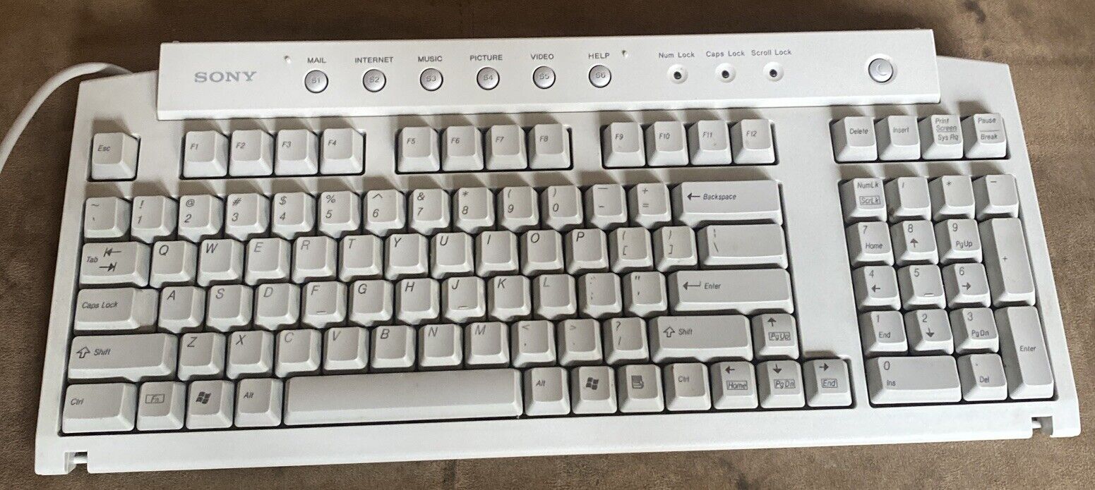 Vintage Genuine Sony VAIO Wired Keyboard PCVA-KB1P/UB-WORKING TESTED