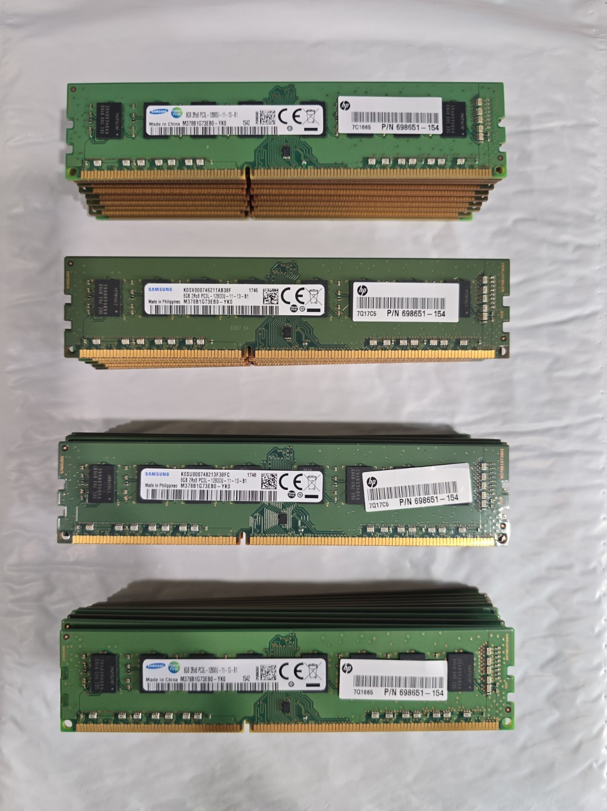 Lot Of 64 SAMSUNG 8GB MIX PC3-PC3L-12800U DDR3  