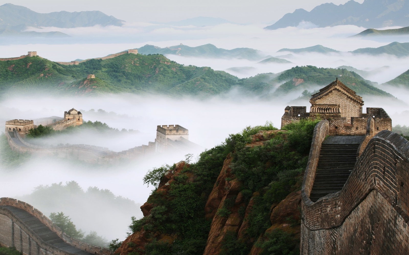 Landscape nature trees china great wall of hills mist Custom Gaming Mat Desk
