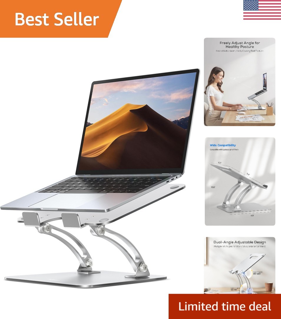 Compact Adjustable Laptop Stand for Desk - Enhanced Cooling and Sturdy Support