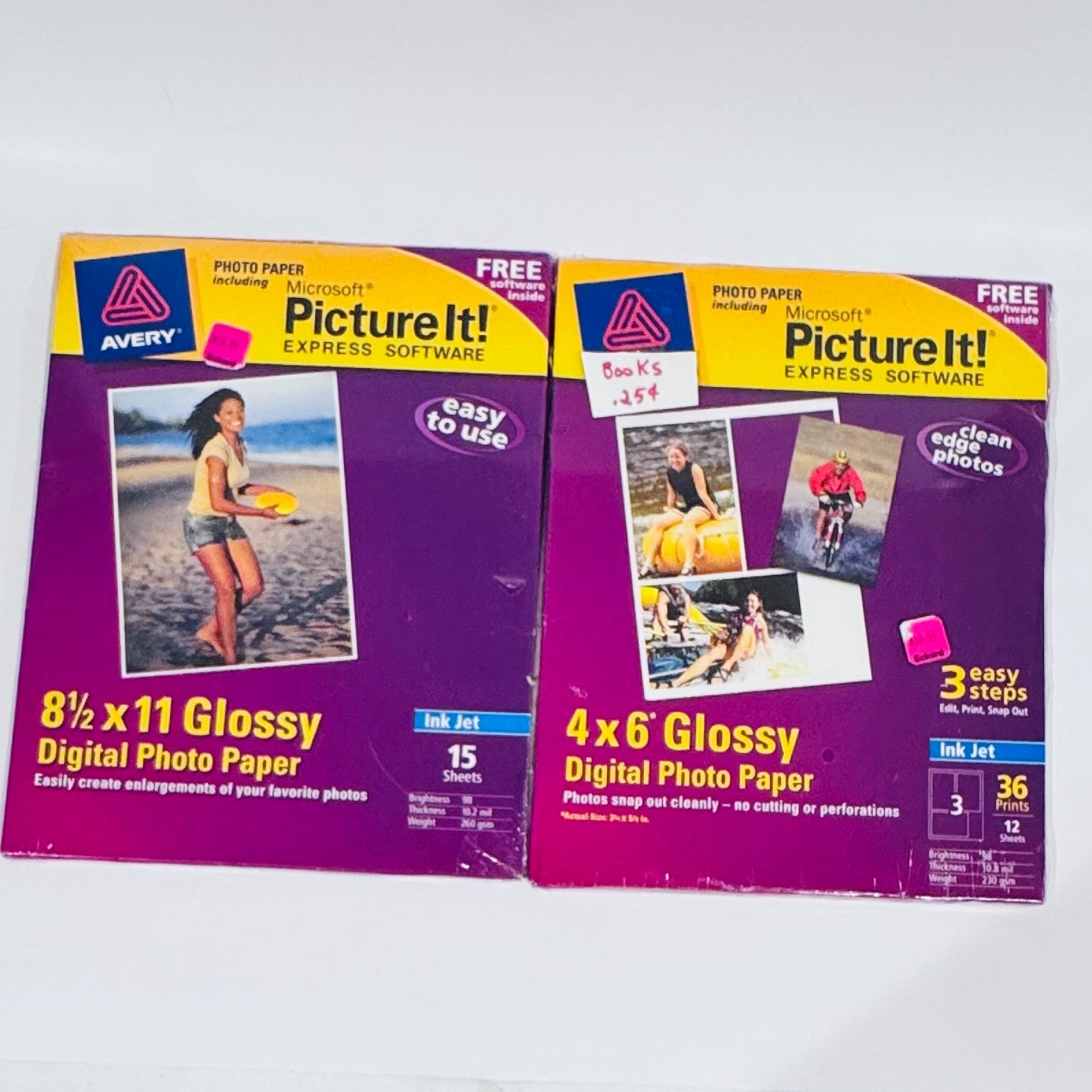 (2) New Sealed Avery Glossy Photo Paper 8.5"x11 & 4x6 W Free Software Bonus