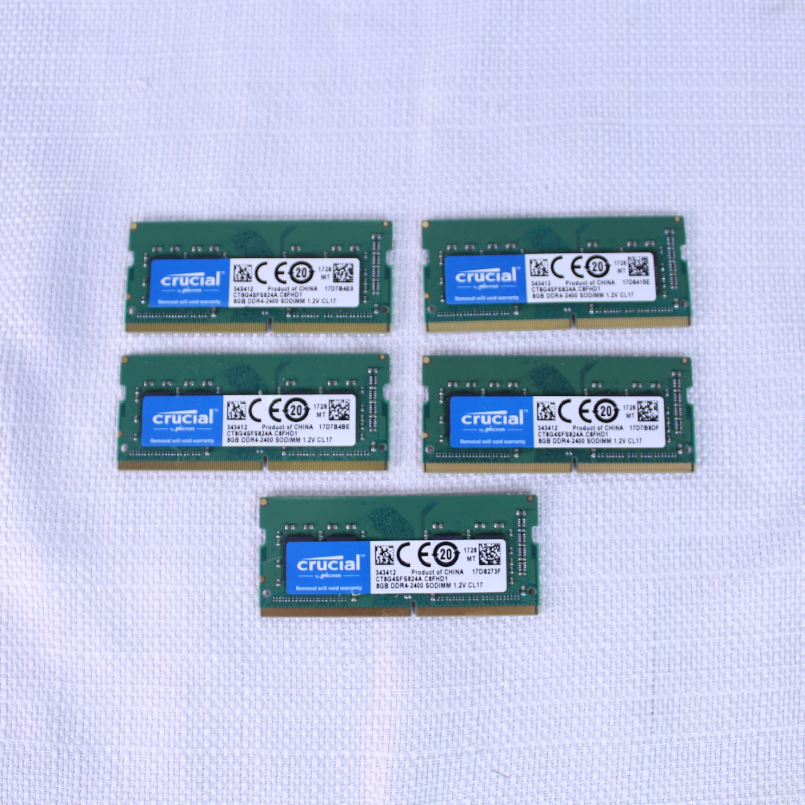 8GB CRUCIAL CT8G4SFS824A.M8FE PC4-2400 SODIMM 1.2V CL17 LAPTOP LOT OF 5