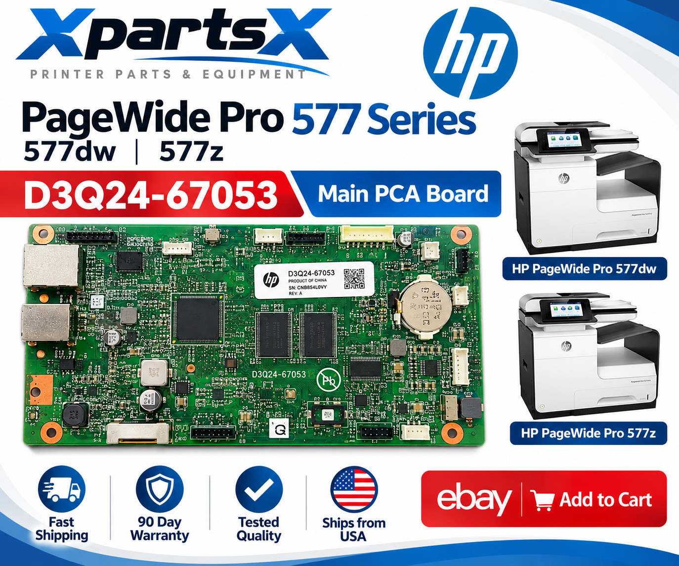 HP D3Q24-67053 Main PCA Board PageWide Pro 577dw 577z D3Q21A K9Z76