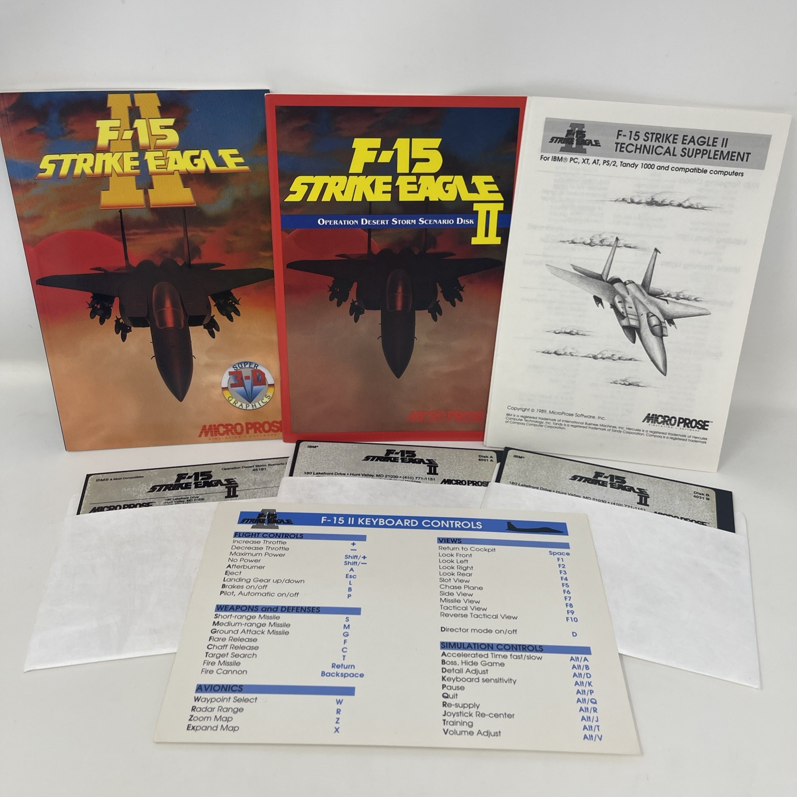 VTG PC Game F-15 Strike Eagle II Micro Prose Operation Desert Storm Scenario IBM