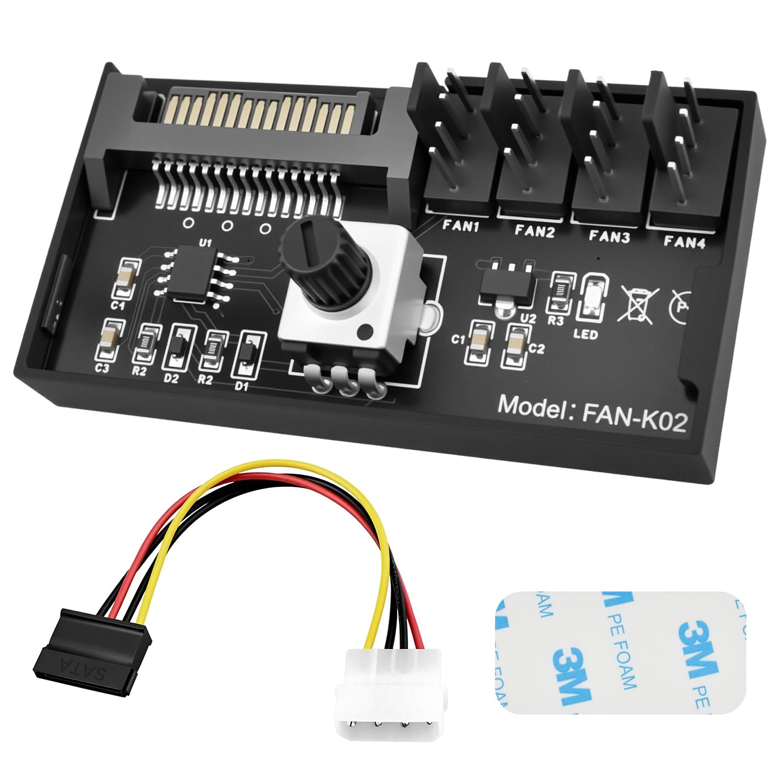 12V 4 Pin PWM Fan Speed Controller, PC Fan Hub Powered by SATA , Maximum Output