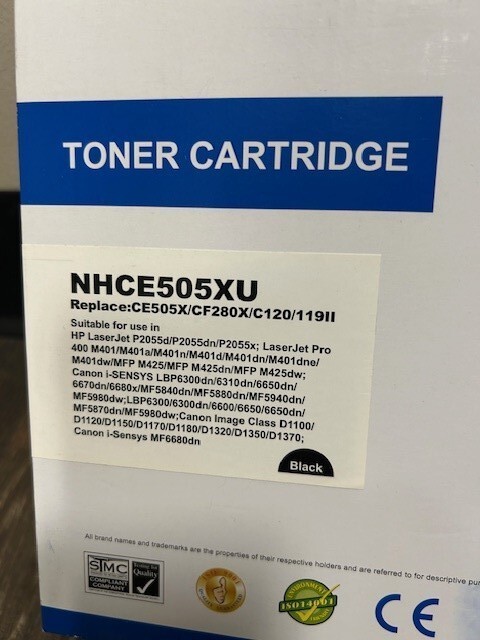 Toner Cartridge New Replace CE 505X/CFZ 80X/ C120/11911 Black (lot of 5)