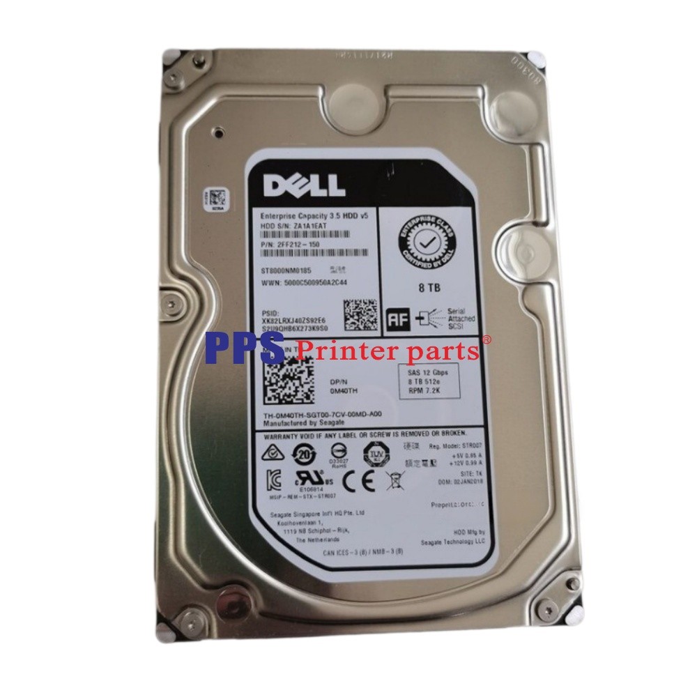 DELL ST8000NM0185 8TB 0M40TH M40TH 512e SAS 7200RPM 256MB 12Gb/s 3.5 Hard Drive
