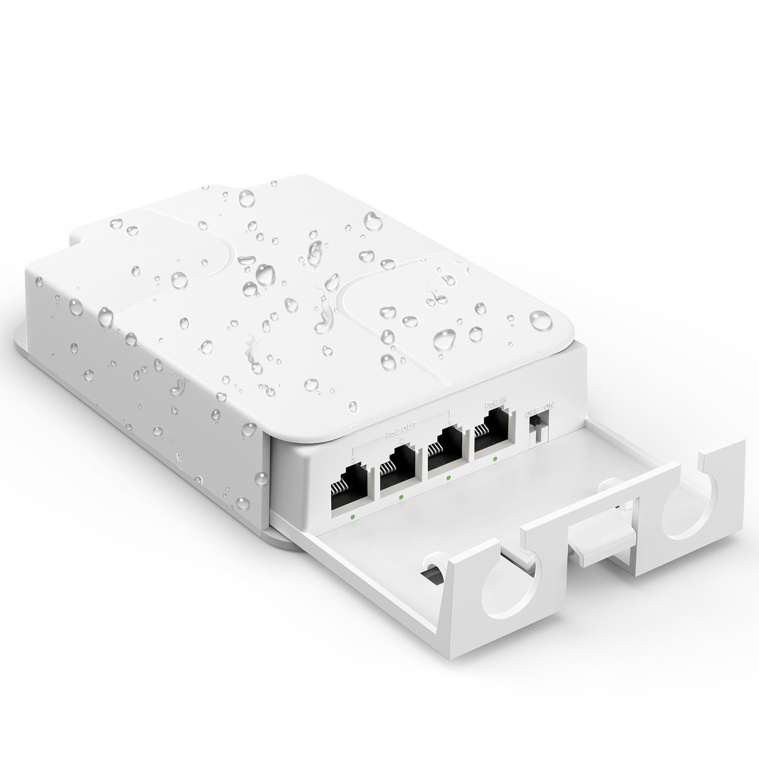 4 Port Outdoor PoE Extender 1 in 3 Out, IEEE 802.3af/at Mini 4 Channel PoE Re...