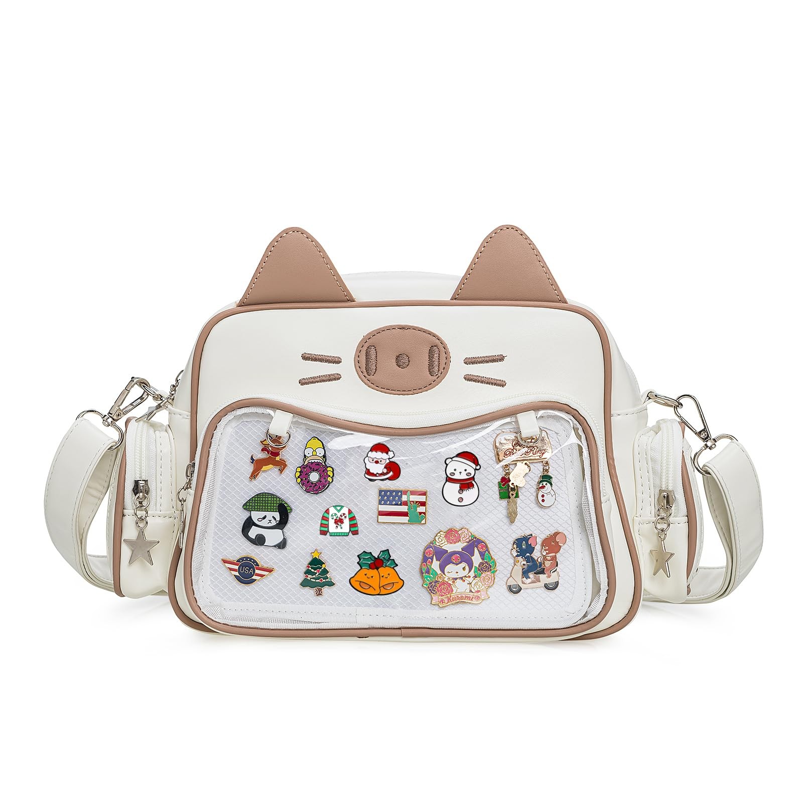 Kawaii Ita Bag Crossbody Bag Cute White Cat Backpack Girls Shoulder Bags Pin ...