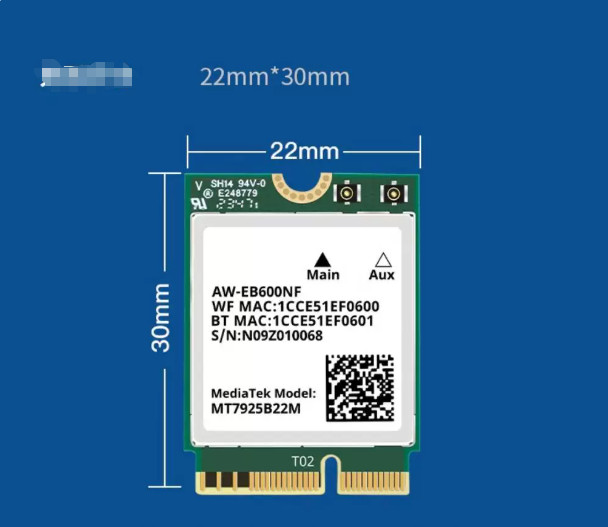 MediaTek WiFi7 Card MT7925B22M Bluetooth 5.4 Wireless Network Card M.2 2230