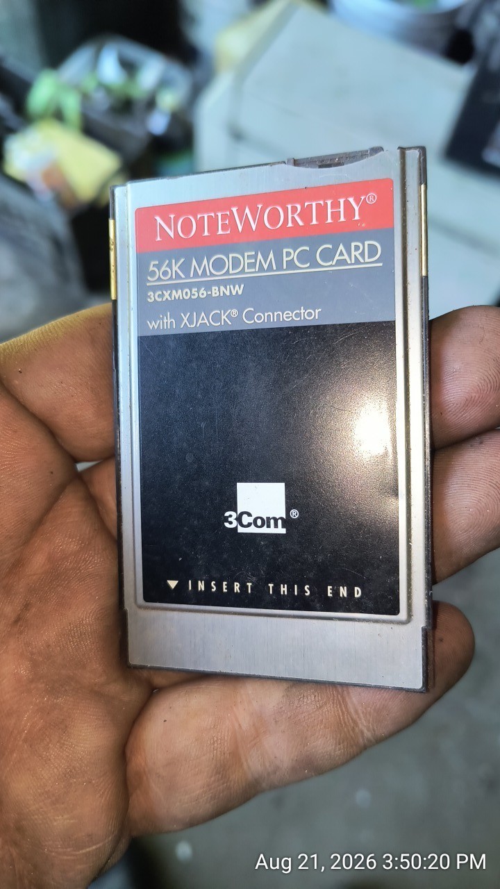 NoteWorthy 56k Modem PC Card with XJACK Connector 3CXM056-BNW