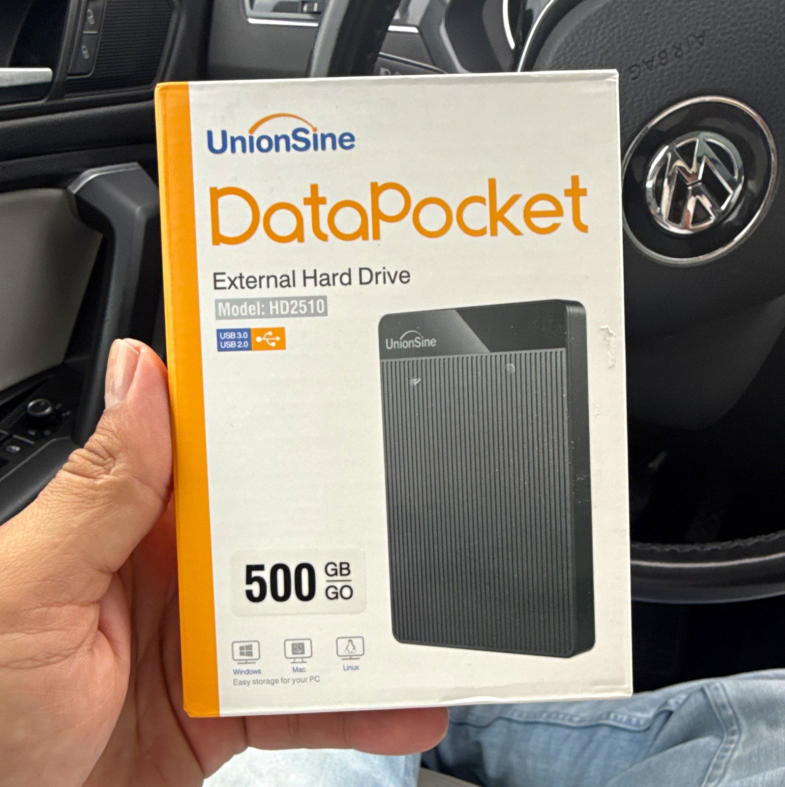 UnionSine DataPocket HD2510 500GB External HDD Plug & Play USB 3.0 Black