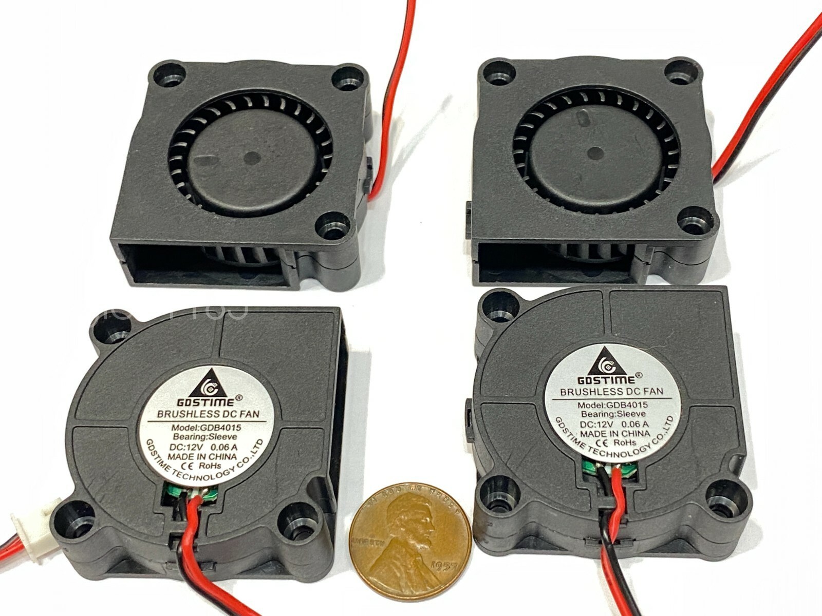 4 Pieces 12V Brushless 4015 Cooling Fan Blower 2pin 40mm 3D Printer Computer