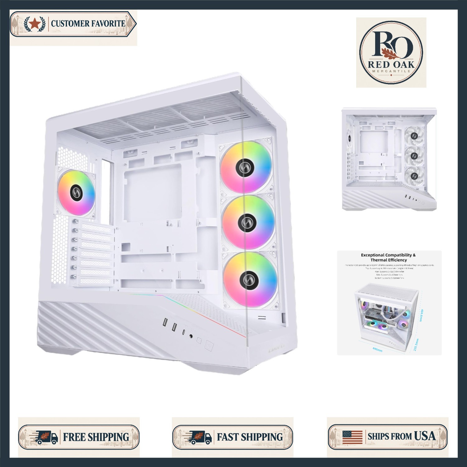 V100-ATX White Mid Tower PC Case Supports ATX Micro-ATX 420mm GPU 360mm Radiator
