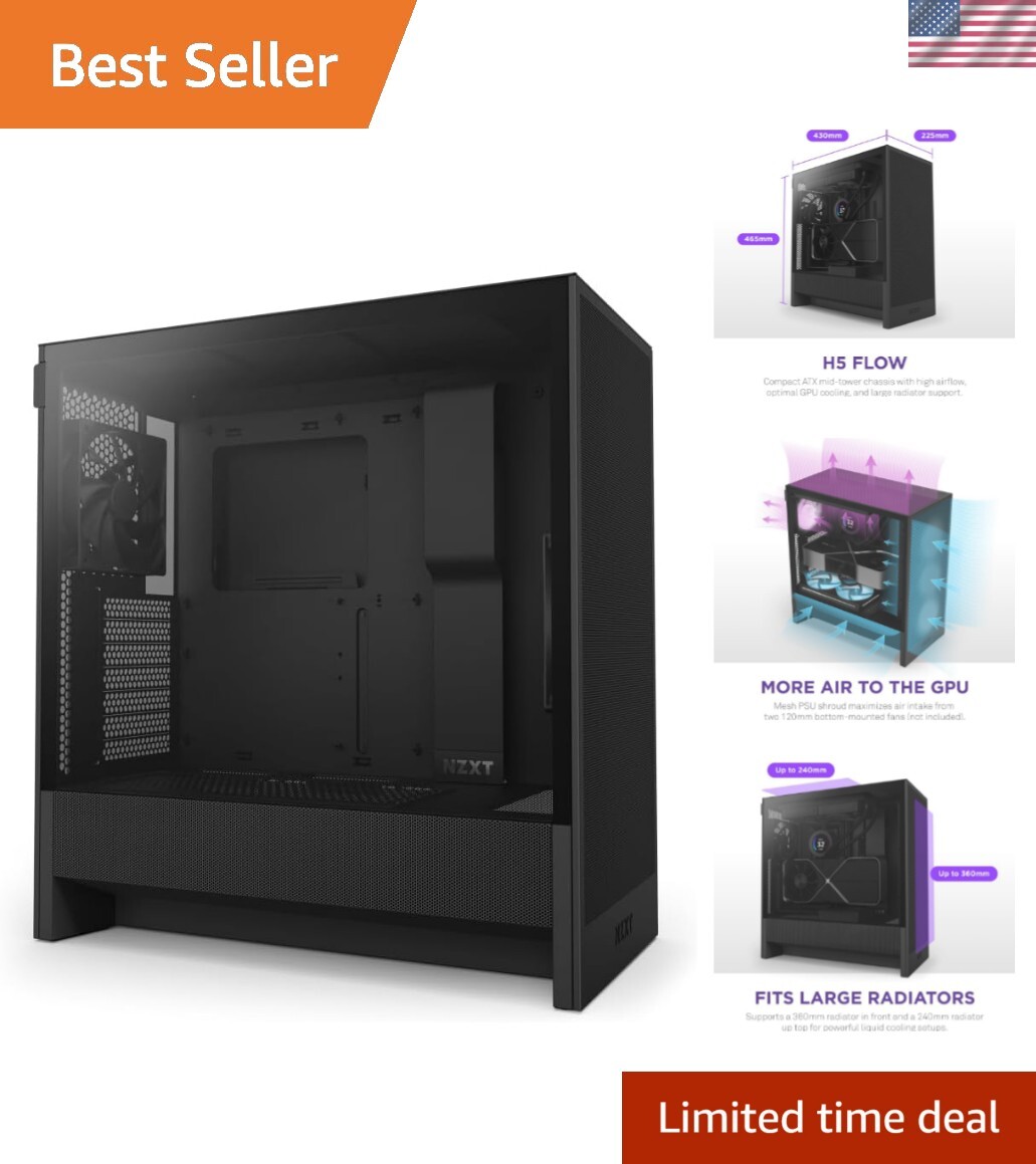 NZXT H5 Flow 2024 - Optimized Airflow Gaming Case with 14.173in Radiator Support