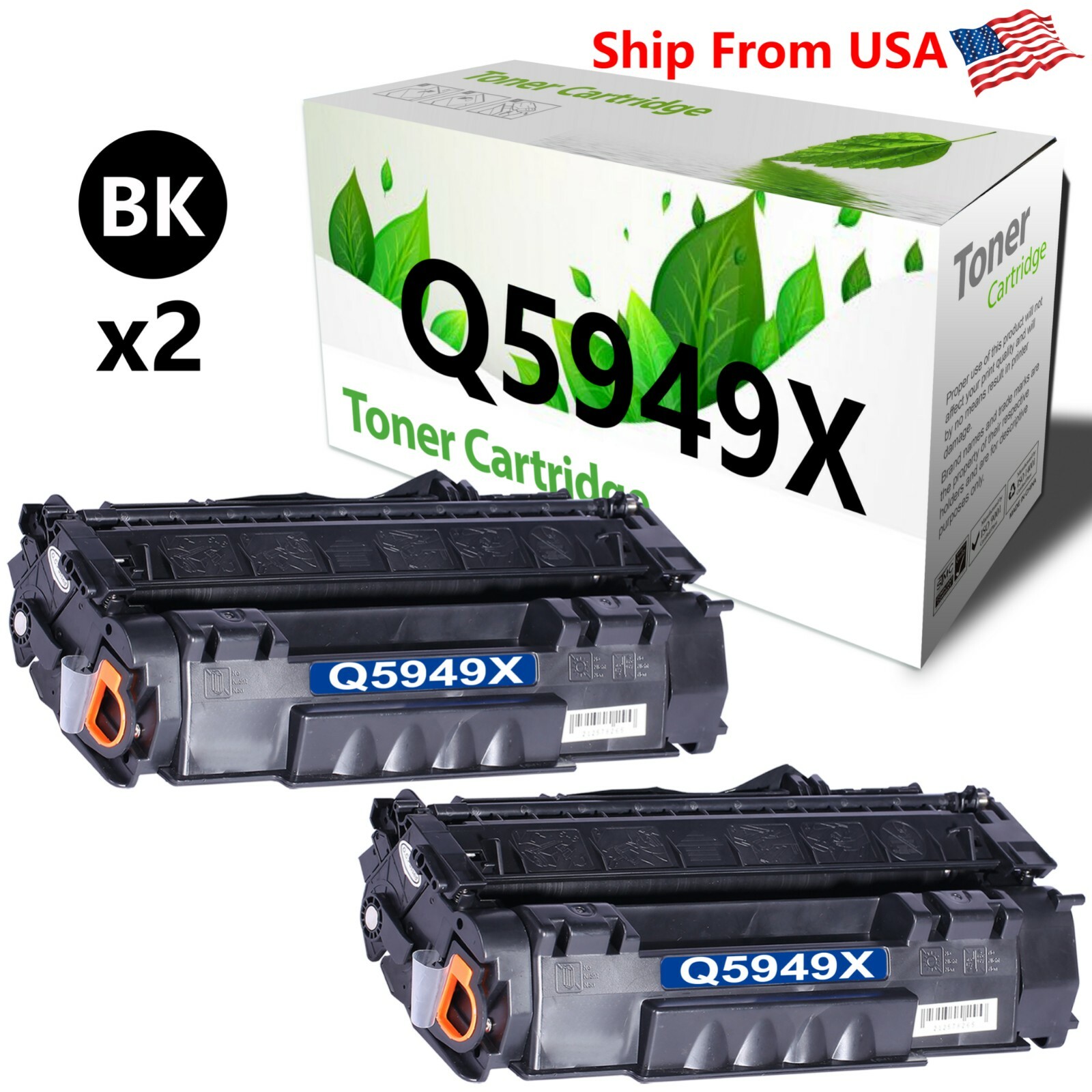2PK Compatible Q5949X 49X Toner Cartridge 5949X for P2015 1320n