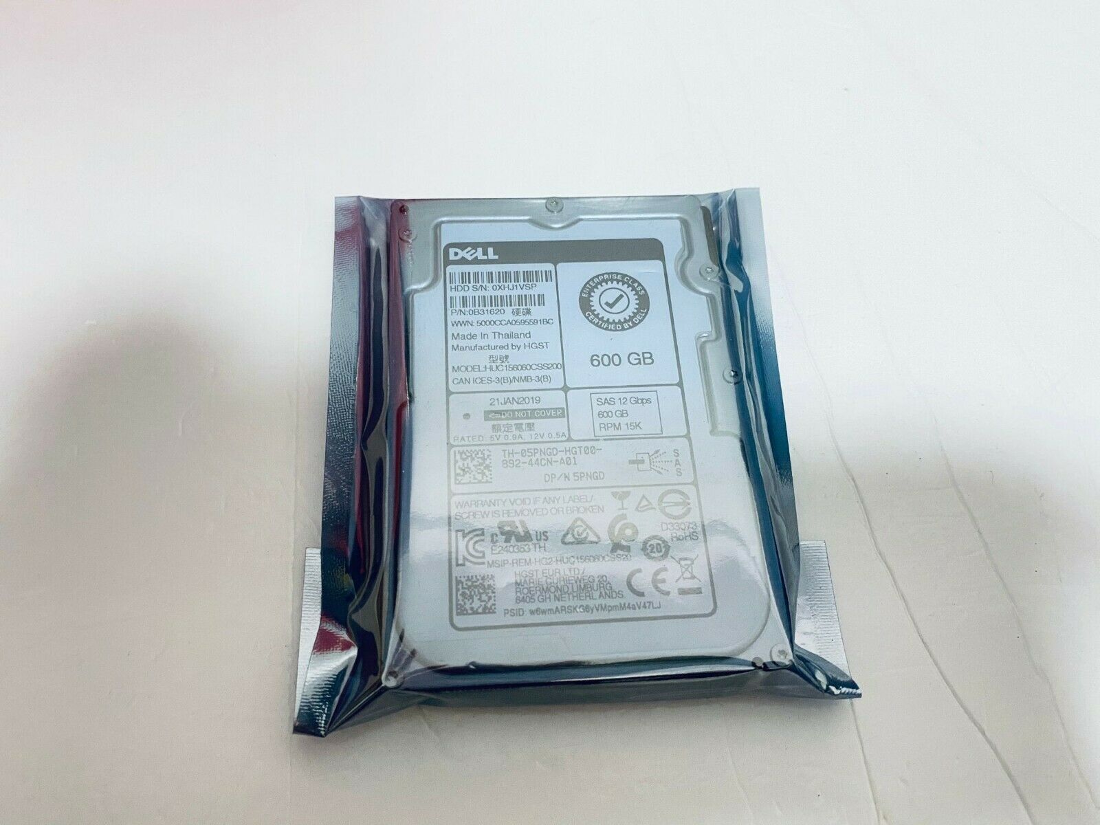NEW Dell 600GB 5PNGD SAS 2.5" 15K 12Gb/s HUC156060CSS200 05PNGD Hard Drive
