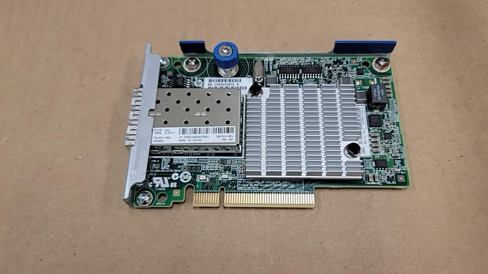 HPE 534FLR-SFP+ Dual Port PCIe x8 10GbE Network Adapter 700749-001 701531-001