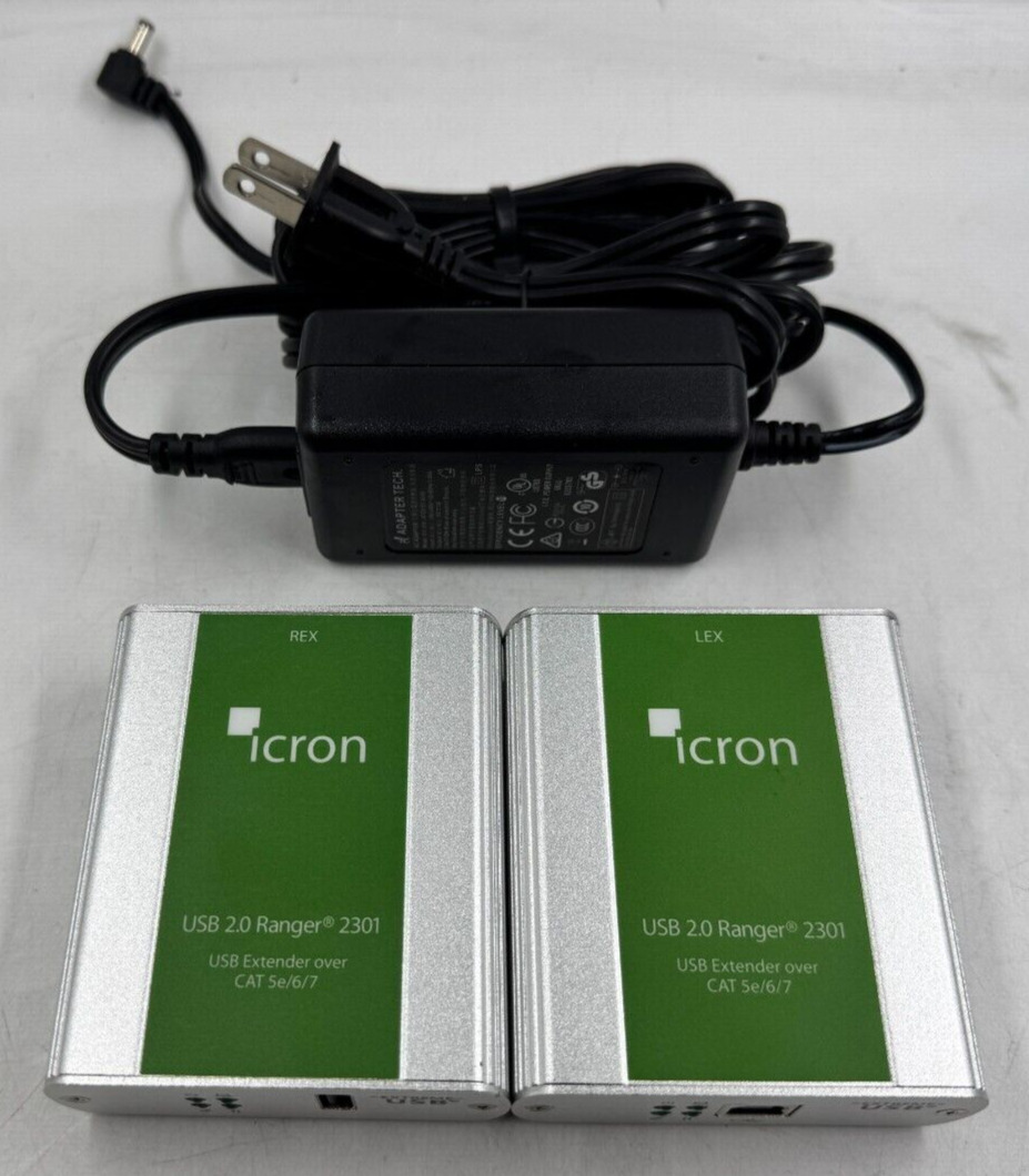 ICRON USB 2.0 RANGER 2301 1-Port  100m CAT 5e/6/7 Extender System W/ P.S.