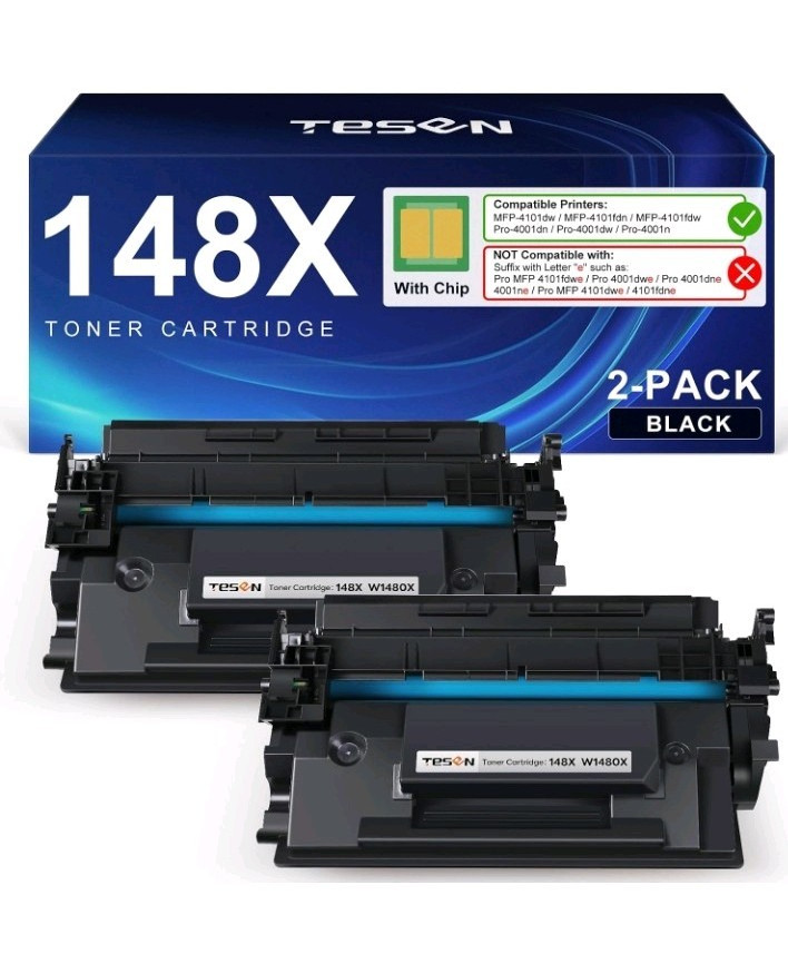 148X W1480X 070H Black Compatible Toner 2-Pack for HP LaserJet w/Chip