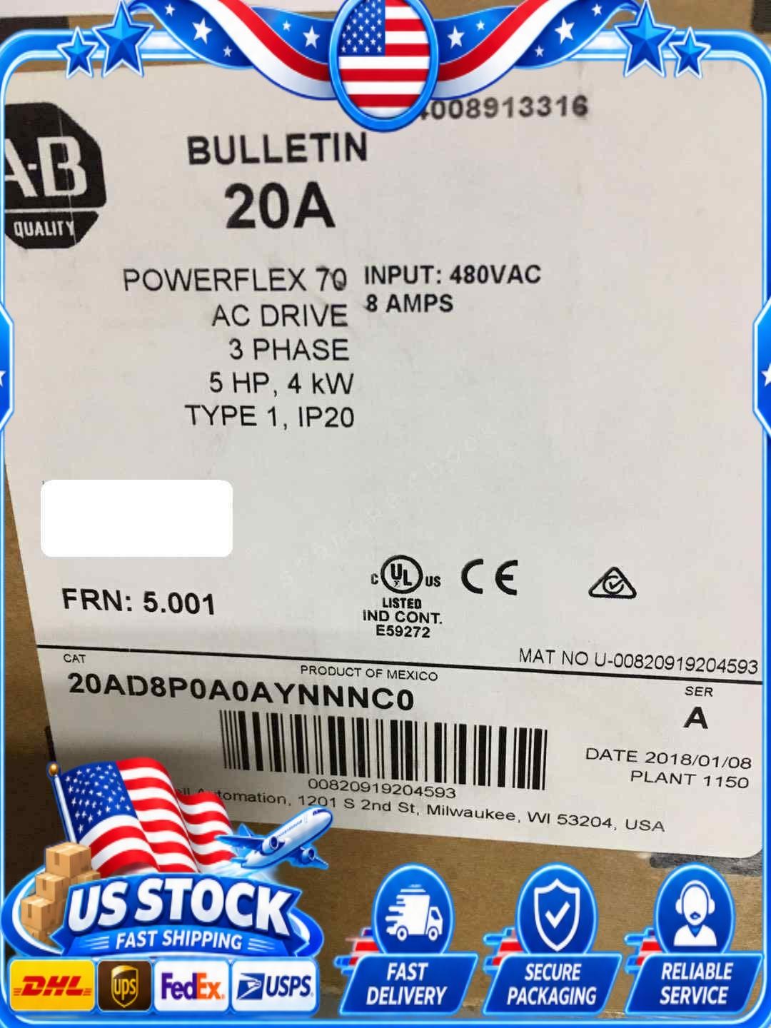1PCS NEW 20AD8P0A0AYNNNC0 Via DHL or Fedex