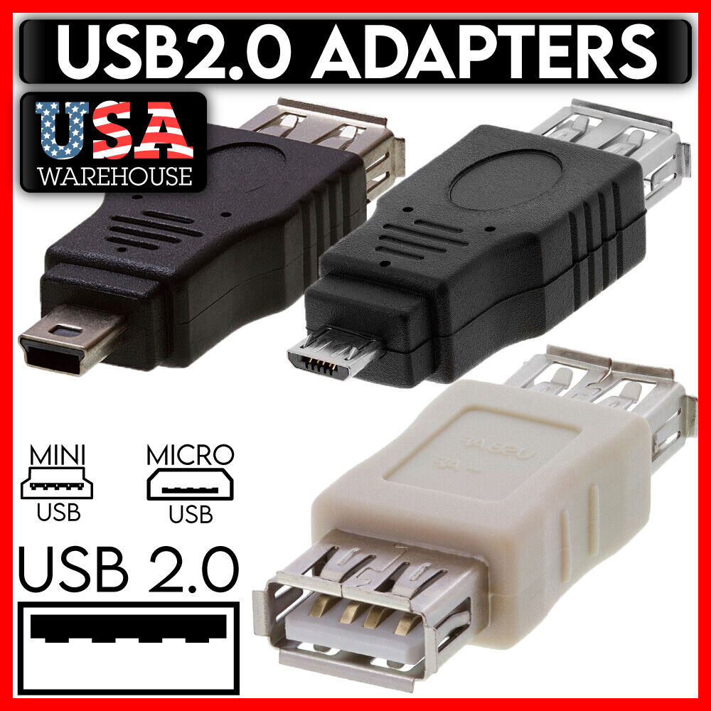 Micro Mini USB Adapter USB 2.0 Converter Coupler Gender Changer USB OTG Adapter