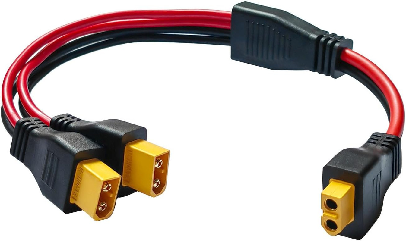 XT60 Y Splitter Cable, XT60 Female to Dual Male Connector Adapter,10Awg XT60 Ext
