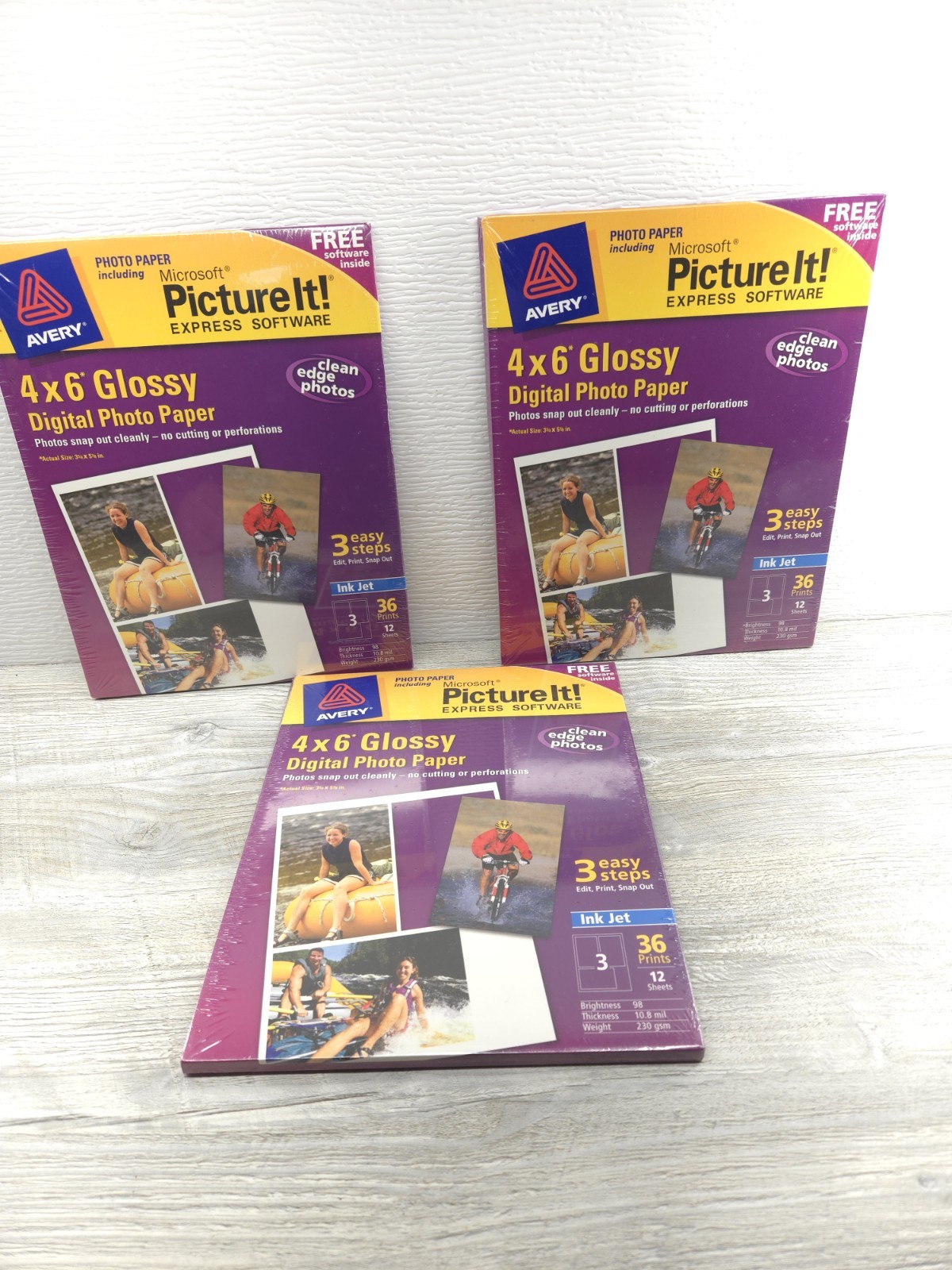 3 Boxes Avery Photo Paper Glossy Picture 12 Sheets Each New Sealed