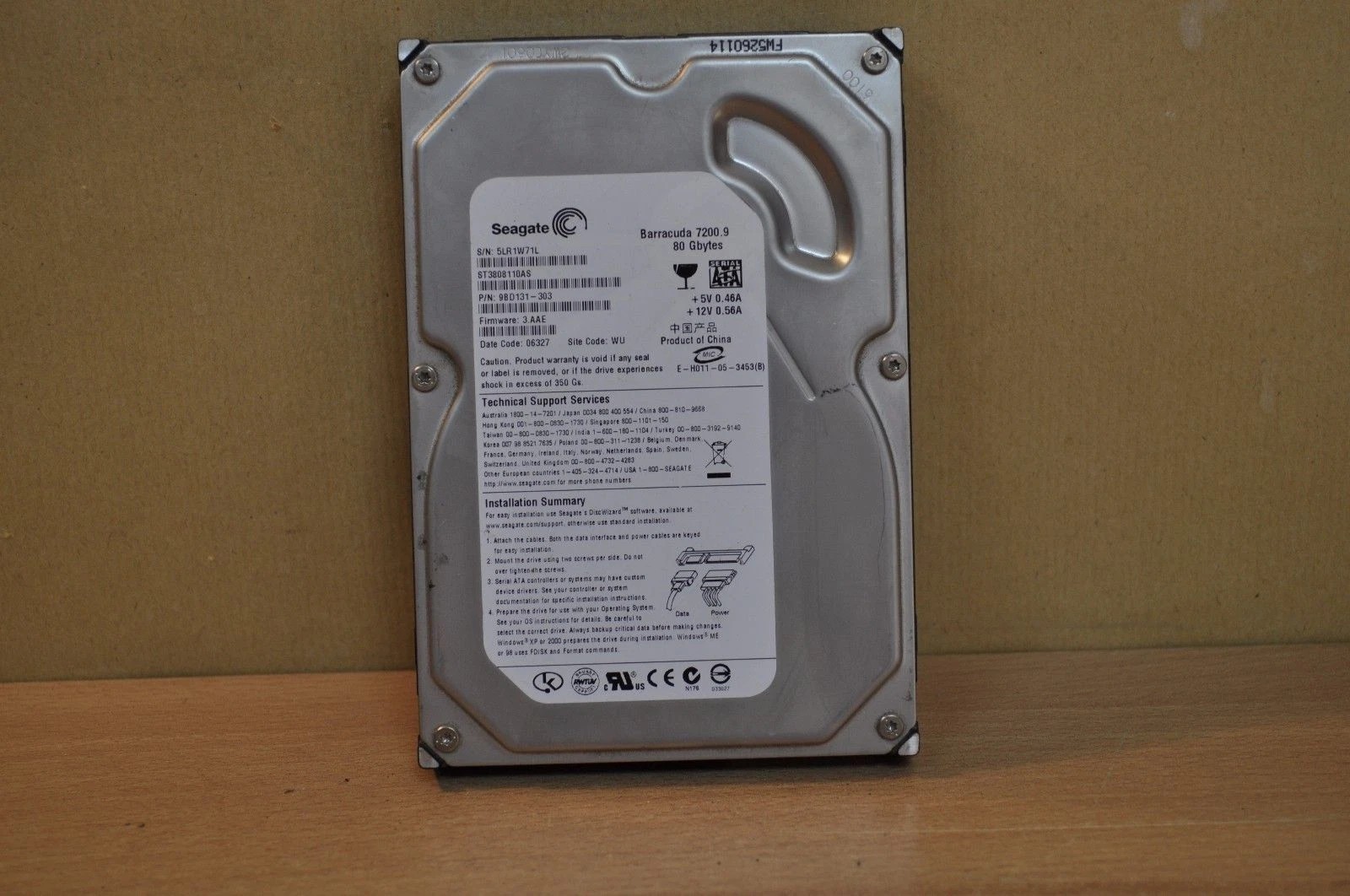 Seagate Barracuda 7200.9 ST3808110AS 80GB 3.5' 5LR1W71L 98D131-303 3.AAE HDD